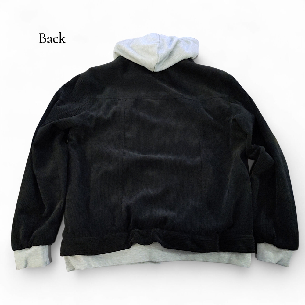 Men's Black Corduroy Jacket with Hood Size XS - Picture 6 of 11